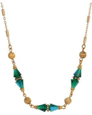 2028 Gold Tone Bead Collar Necklace - Metallic