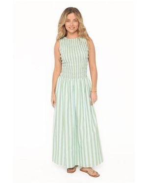 Petal & Pup Maleny Smocked Striped Sleeveless Maxi Dress - Green