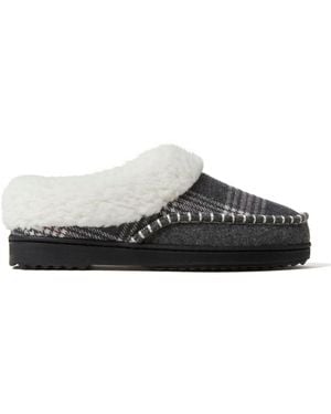Dearfoams Nyla Felted Plaid Moc Toe Clog Slippers - Black
