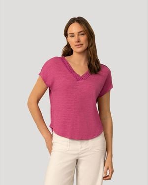 Cable & Gauge V Neck Patch Pocket Tee - Pink