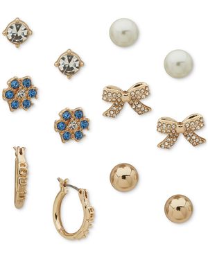 Clueless Gold-tone 6-pc. Set Mixed Stone Stud & Hoop Earrings - White