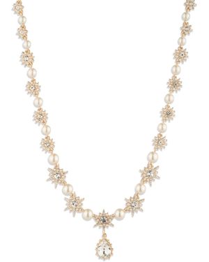 Marchesa Glass Stone And Imitation Pearl Star Pendant Necklace - Metallic