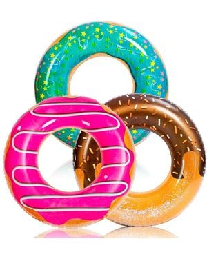 Gnuadz 3 Pack 32 Inch Pool Floats Tube Swim Rings Inflatable Animal Water Toys - Pink