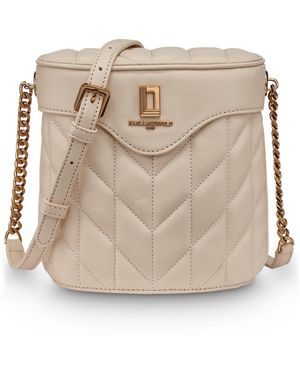 Karl Lagerfeld Lafayette Leather Crossbody Bag - Natural