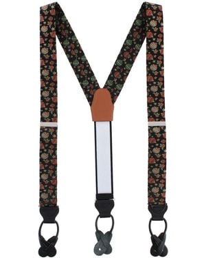 Trafalgar Melchior Silk Christmas Ornament Button-end Suspenders - Black