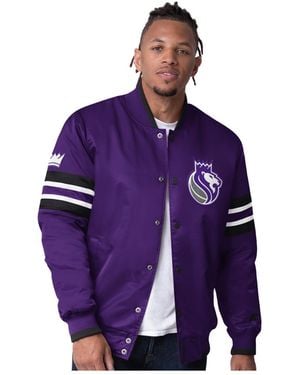 Starter Sacramento Kings Scout Varsity Satin Full-snap Jacket - Purple