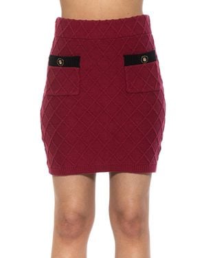 Alexia Admor Bex Fully Knit Mini Skirt With Front Pocket Detail - Red