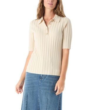 Dee Ocleppo Ribbed Knit Collar Top - White