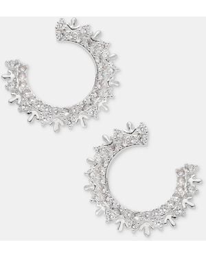 Anne Klein Cubic Zirconia Half Snowflake Motif Front-back Earrings - White