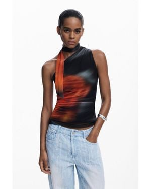 Desigual Knot Neckline T-shirt - Red