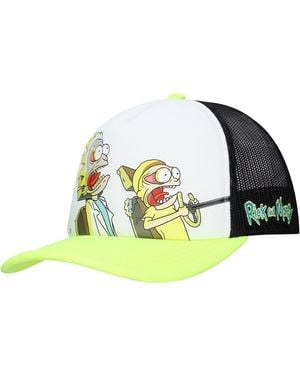 Lids And White/neon Green Rick And Morty Graphic Foam Trucker Adjustable Hat