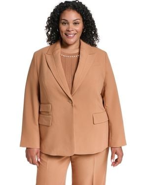 KARL LAGERFELD Plus Size One-button Woven Blazer - Brown