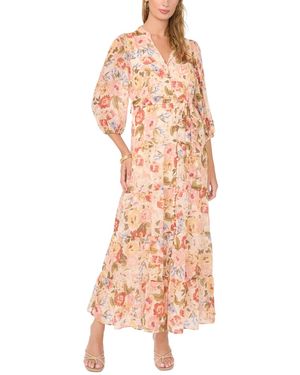 Vince Camuto Long-sleeve V-neck Dress - Pink