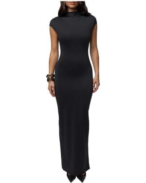 JLUXLABEL Margot Cap-sleeve Mock Neck Dress - Blue