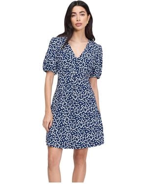Finery London Ensley Button Through Short Dress - Blue