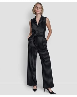 DKNY Collared Wide Leg Jumpsuit - Black