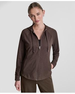 DKNY Dkny Full-zip Long-sleeve Hoodie - Brown