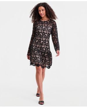 Sam Edelman Lace Scoop-back Flounce-hem Dress - Black