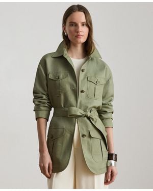 Ralph Lauren Petite Spread Collar Twill Field Jacket - Green