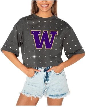 Gameday Couture Washington Huskies Go Time Rhinestone Crop T-shirt - Blue