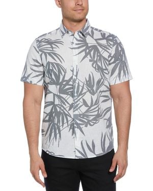 Cubavera Textured Fern Print Shirt - Gray