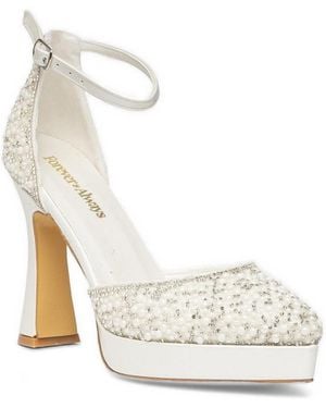 Forever & Always Shoes Forever And Always Shoes Khloe Glitter Bridal Platform High Heels - White