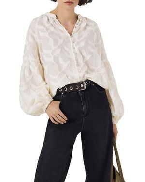 Mint Velvet Floral Jacquard Blouse - White