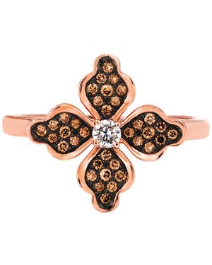 Le Vian Chocolatier Chocolate Diamond & Vanilla Diamond Flower Ring (1/4 Ct. T.w. - Metallic