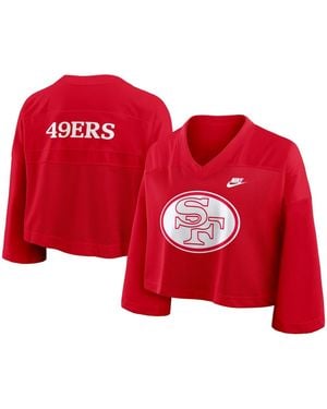 Nike San Francisco 49ers Rewind Cropped Mesh Dri-fit Fashion Jersey - Red
