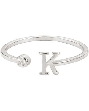 Adornia Silver Adjustable Cz Initial Ring - White