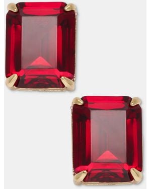 Ralph Lauren Rectangular Stone Stud Earrings - Red