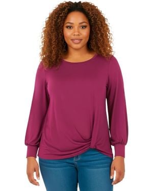 Avenue Scoop Neck Knot Hem Top - Red