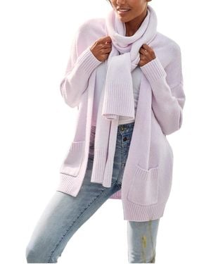 Lascana Open-front Long-sleeve Pocket Cardigan And Scarf - Multicolor