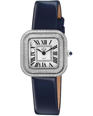 Gevril Gv2 Bellagio Swiss Quartz Italian Leather Strap Diamond Watch - Blue