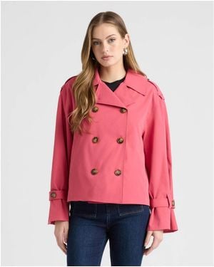 NVLT Double Breasted Short Trench Coat - Red