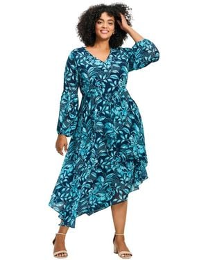 Avenue Plus Size Endless Love Chiffon Dress - Blue