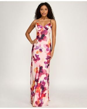 Seni & Cade Printed Halter V-neck Dress - Pink
