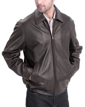 BGSD Men Derrick Leather Bomber Jacket - Gray