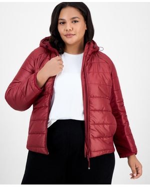 ID Ideology Plus Size Hooded Puffer Jacket - Red