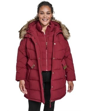 Tommy Hilfiger Plus Size Hooded Puffer Coat - Red