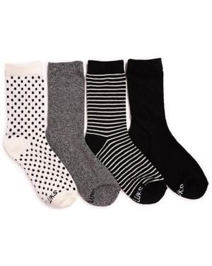 Muk Luks 4 Pair Pack Dream Step Crew Socks - Black