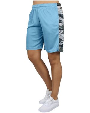 Galaxy By Harvic Loose Fit Moisture Wicking Performance Quick Dry Mesh Shorts With Side Block Design - Blue