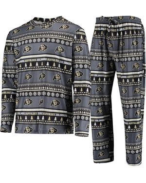 Concepts Sport Colorado Buffaloes Ugly Sweater Long Sleeve T-shirt And Pants Sleep Set - Black