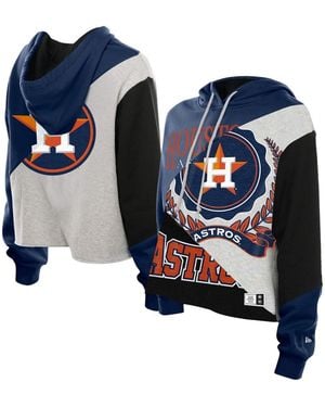 KTZ Houston Astros Color Block Cropped Boxy Hoodie - Blue
