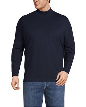 Lands' End Big & Tall Super-t Mock Turtleneck Tee - Blue