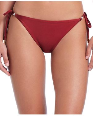 Red Carter Cultivated Pearls Of Wisdom Cheeky Coverage Tie Side Bottom - Red