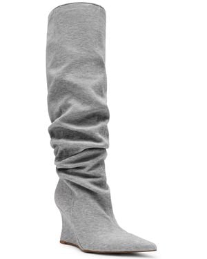 Steve Madden Distortion Knee High Slouch Wedge Boots Regular Wide Calf - Gray