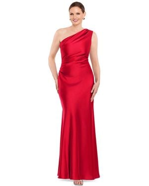 Betsy & Adam Petite One-shoulder Sheath Gown - Red