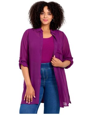 Avenue Convertible Button Down Tunic - Purple