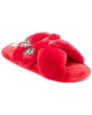 Dearfoams Mama Fur Slide Slippers - Red